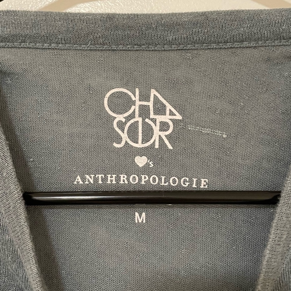 Anthropologie x Chaser Shirt Womens Medium Linen Seven Seas Tee Gray Blue - Picture 5 of 5